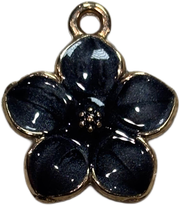 Gold Glitter Black Flower