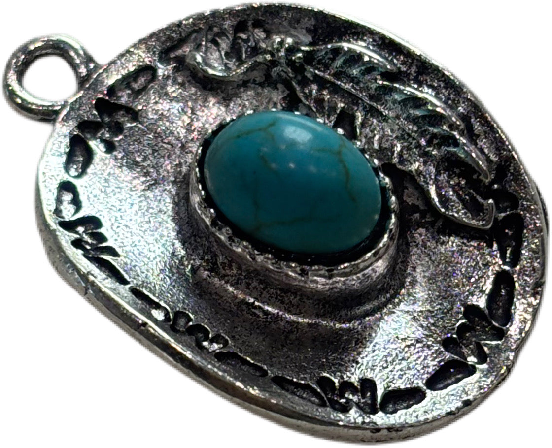 Silver Western Cowgirl Hat Charm