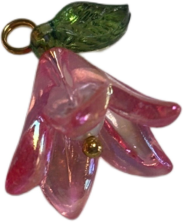 Gold Pink Metallic Flower Charm