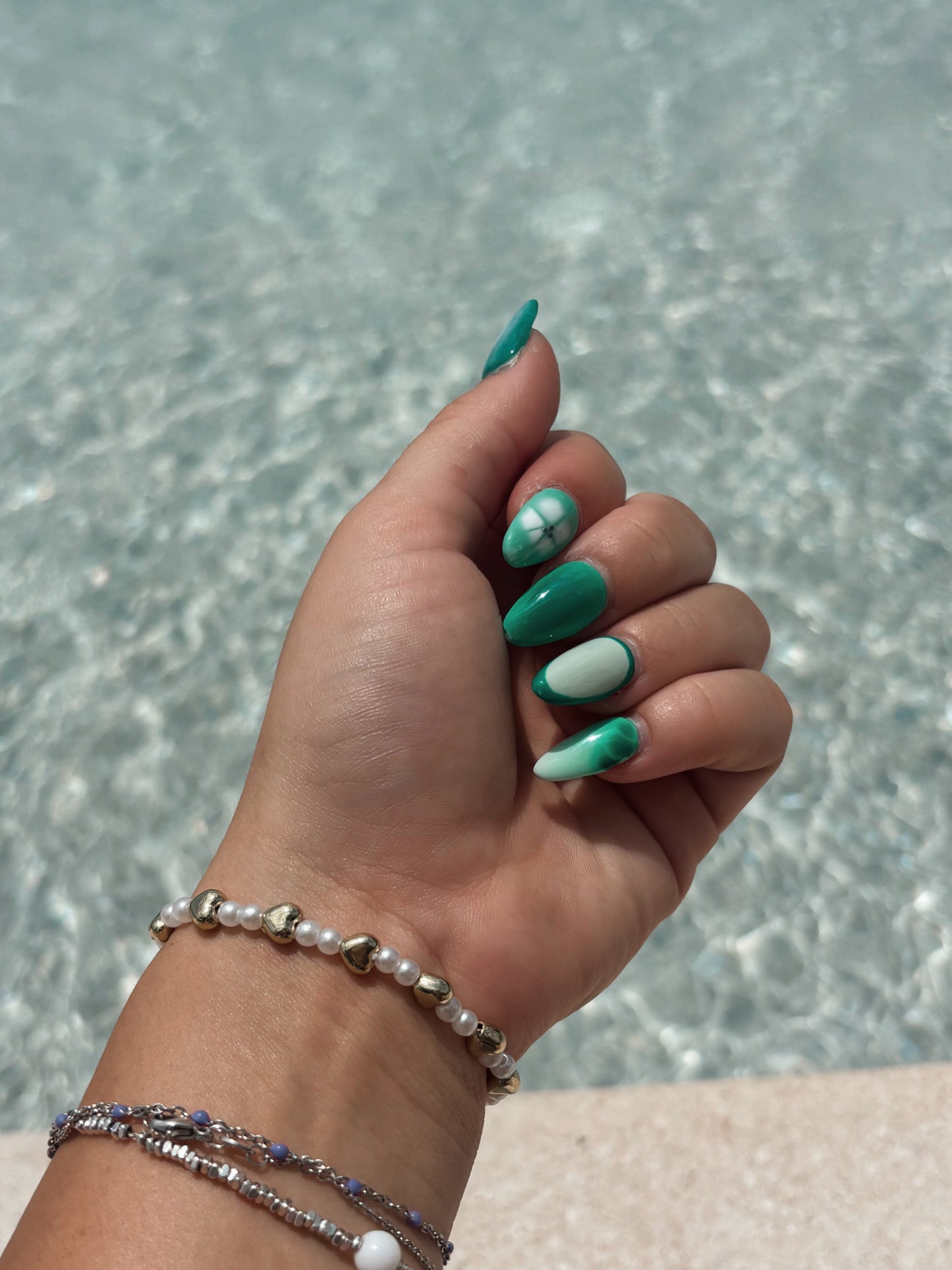 Gold Shell Bracelet With Hearts