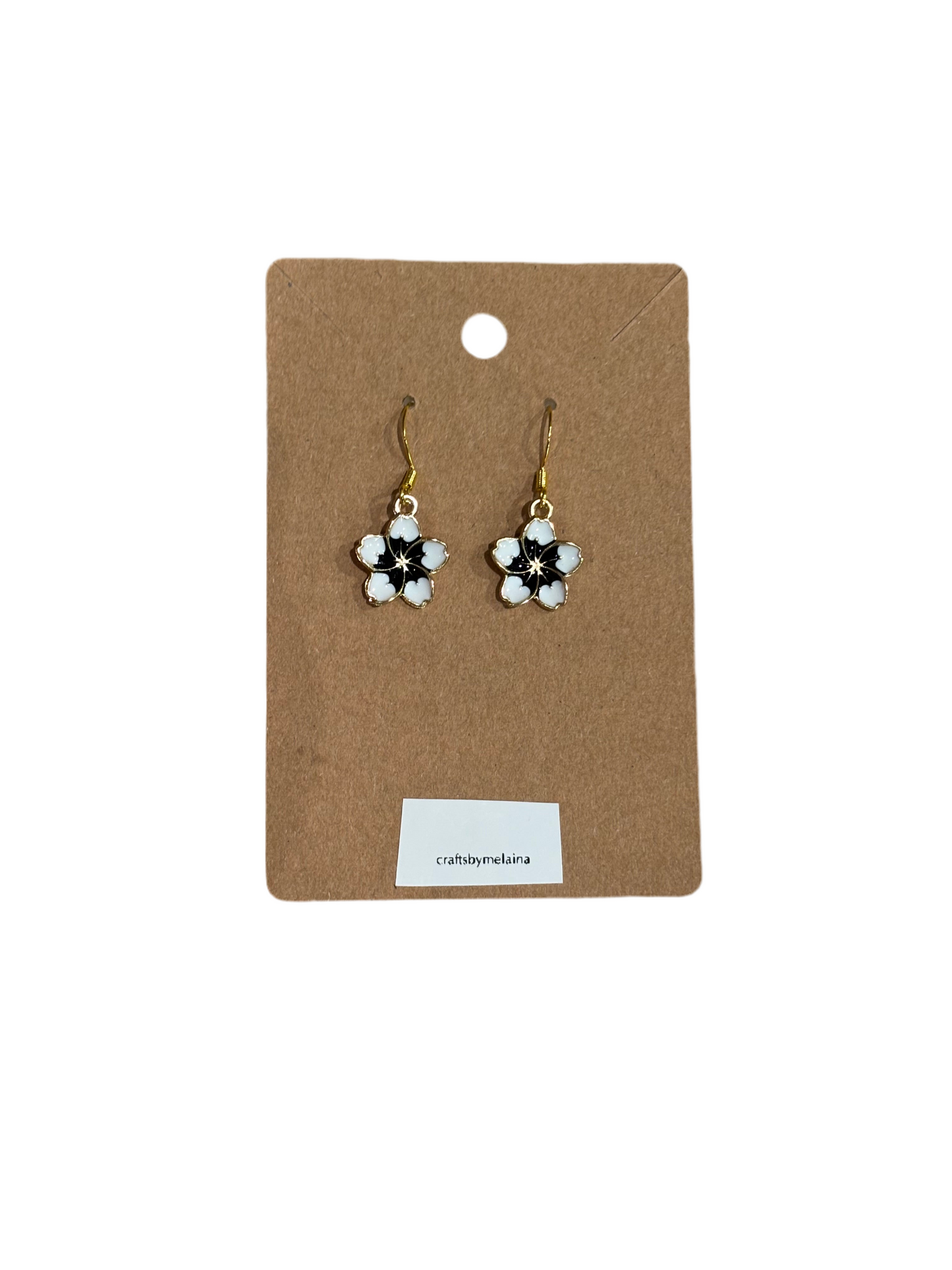 Gold Black and White Earrings