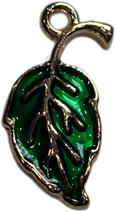 Gold Green Leaf Charm