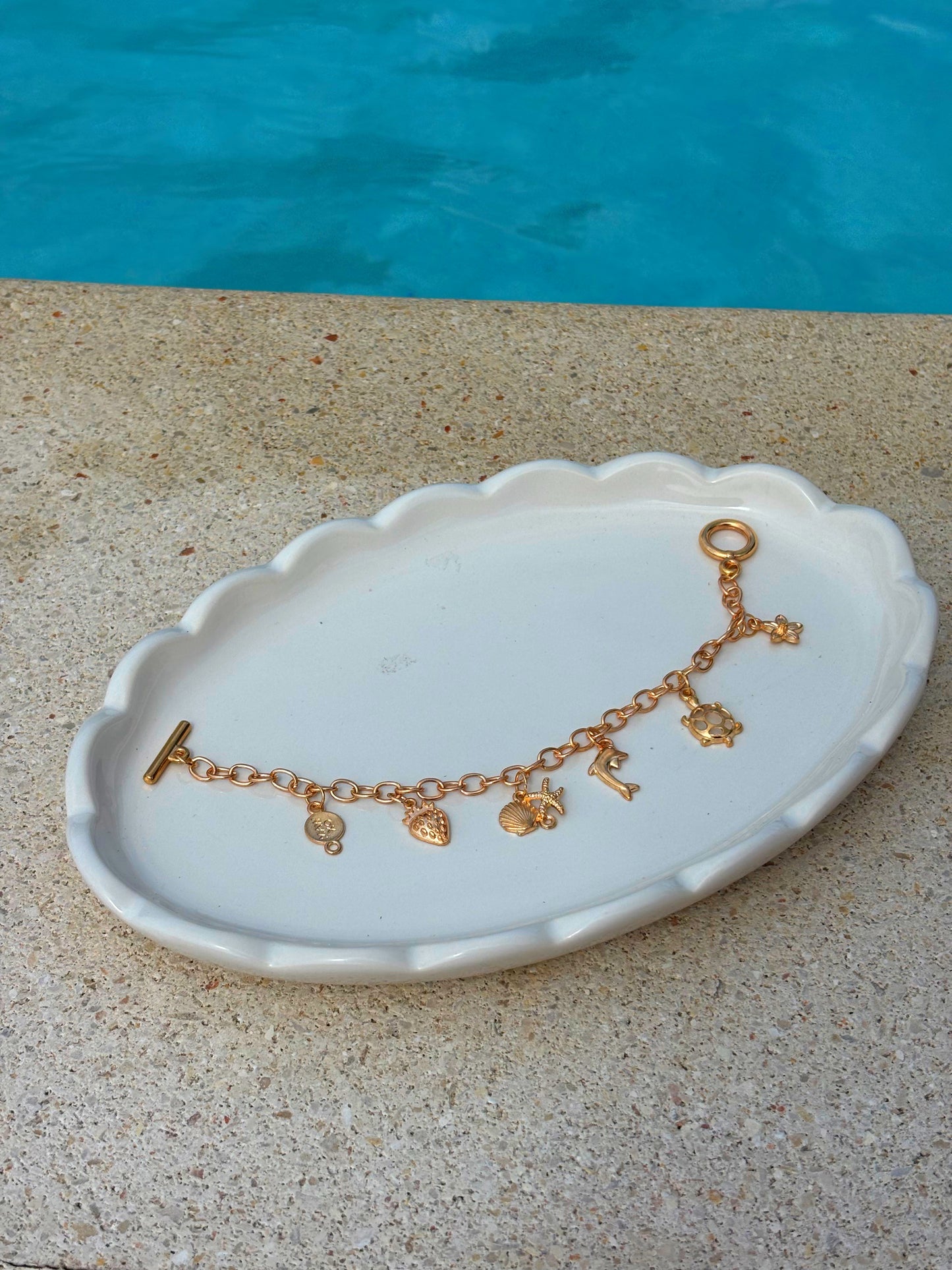 Beach Themed Gold Charm Bracelet