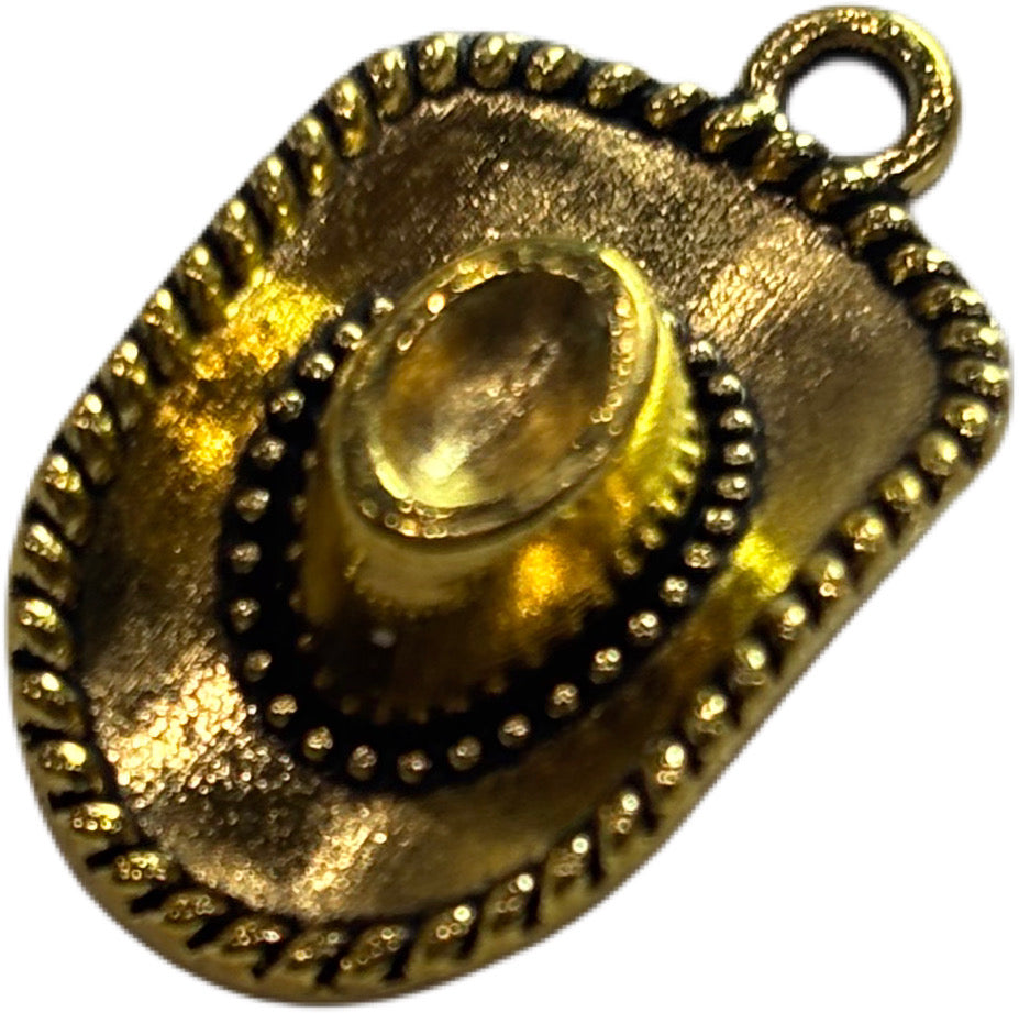 Gold Western Cowboy Hat Charm