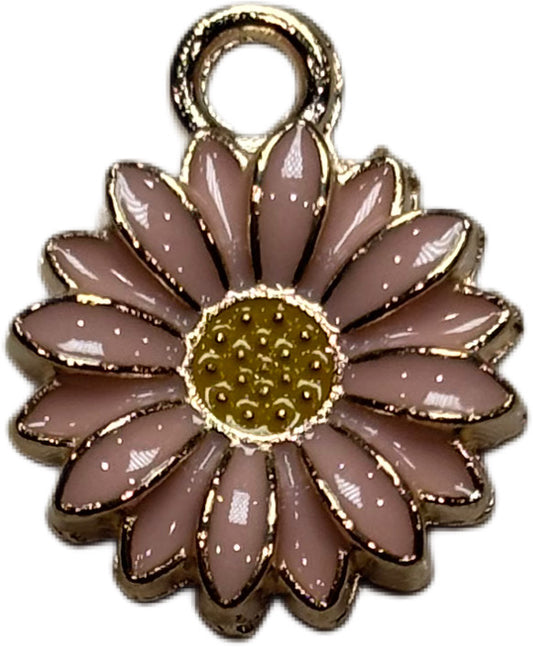Gold Pink Flower Charm