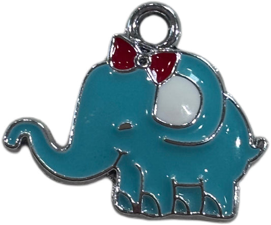 Silver Blue Elephant Charm