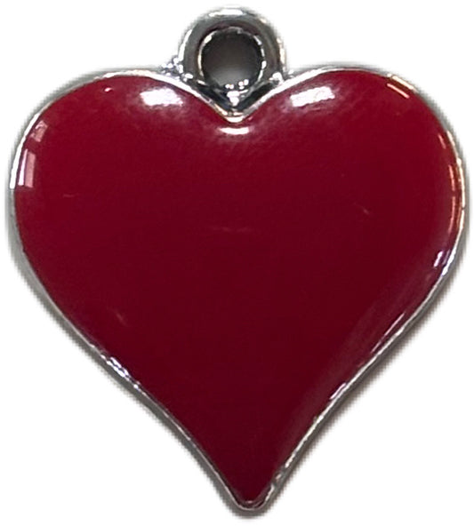 Silver Red Heart Charm