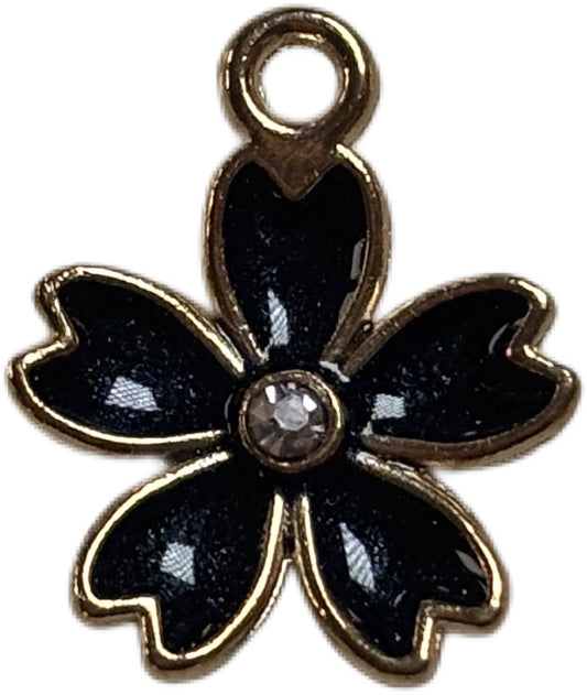 Gold Black Flower Charm