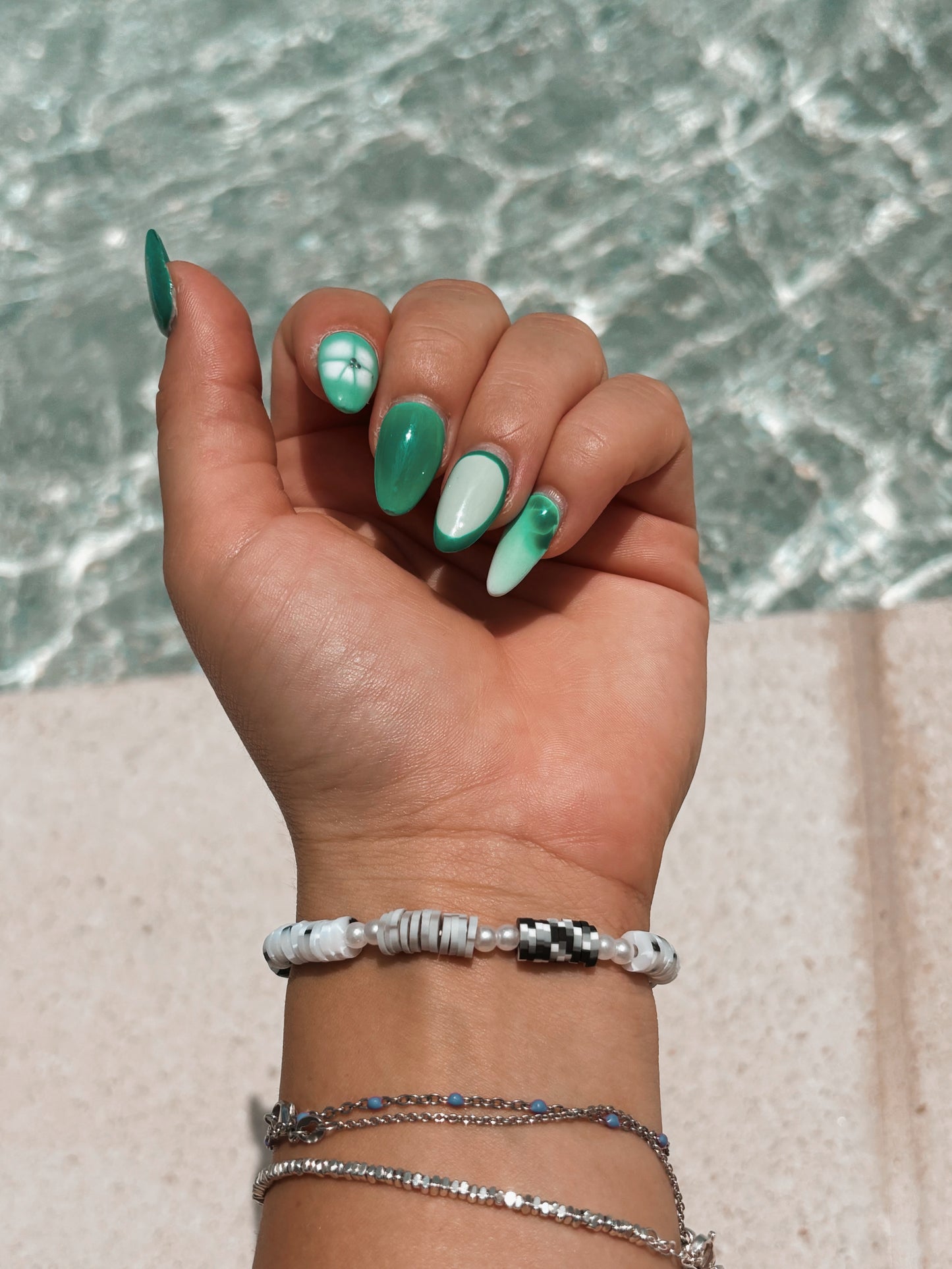Black, Grey, White Clay Bracelet
