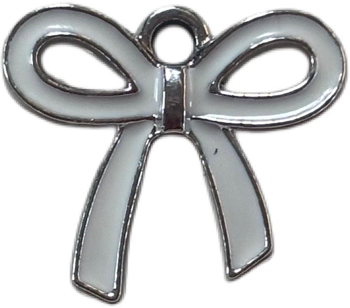 Silver White Bow Charm