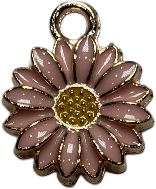 Gold Pink Flower Charm