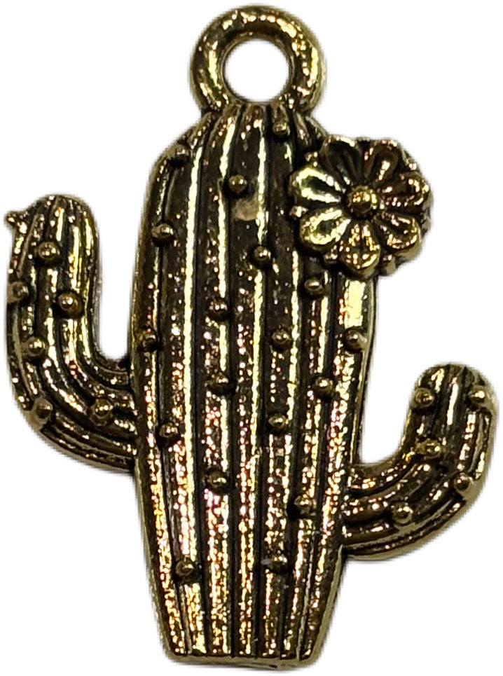 Gold Flower Cactus Charm