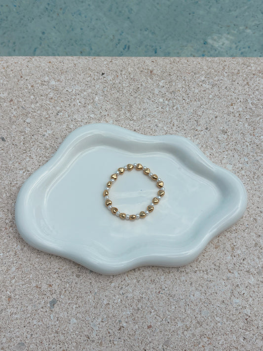 Basic Gold Heart & Pearl Bracelet