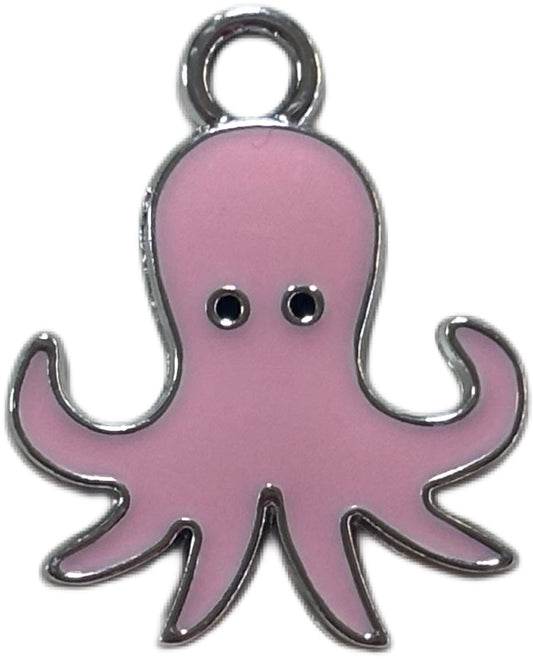 Silver Pink Octopus Charm