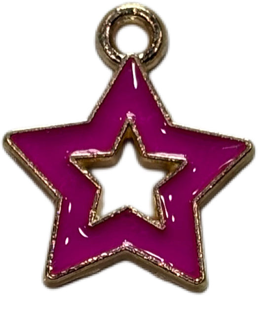 Gold Pink Star Charm