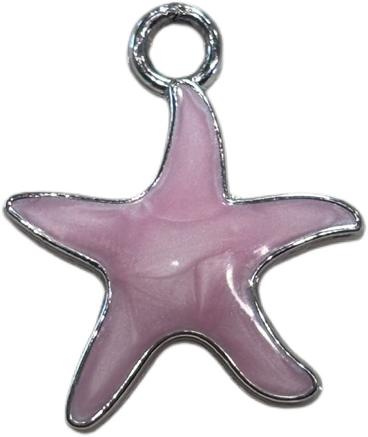 Silver Pink Starfish Charm