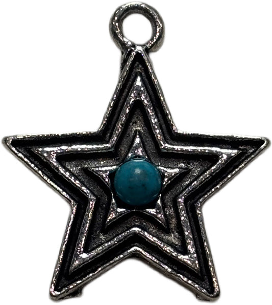 Silver Star Blue Rock Charm