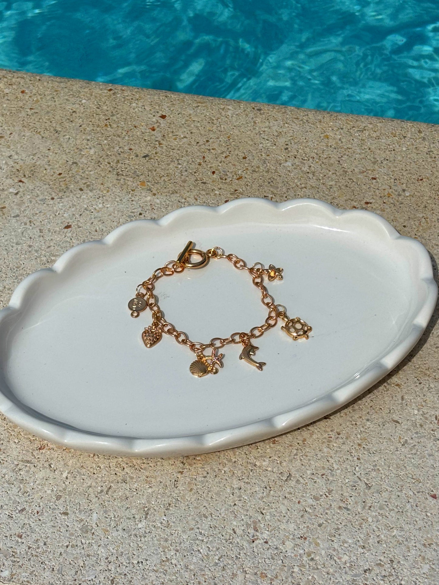 Beach Themed Gold Charm Bracelet