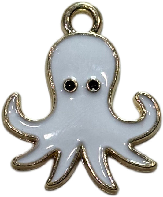 Gold White Octopus Charm