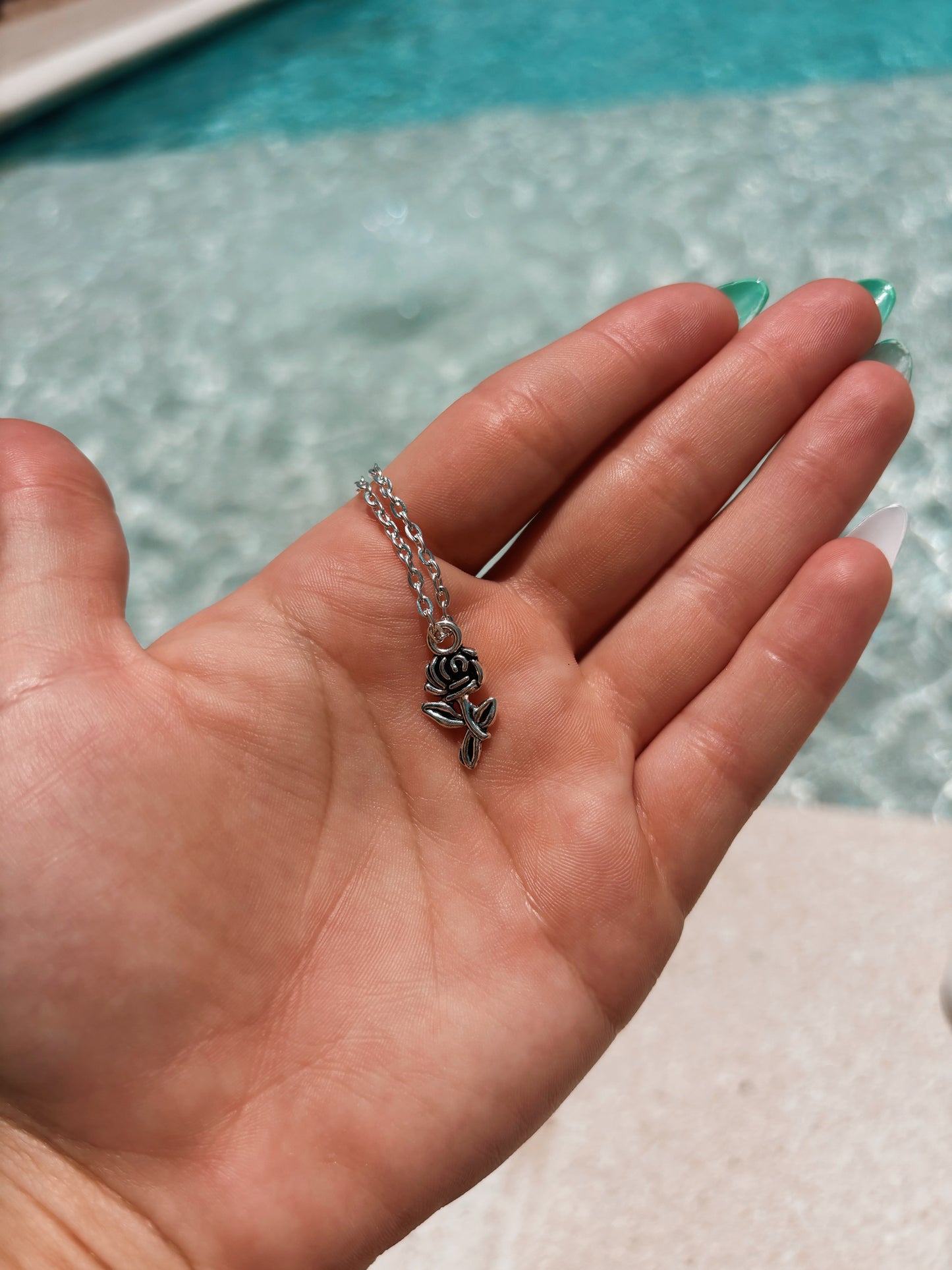 Silver Rose Necklace