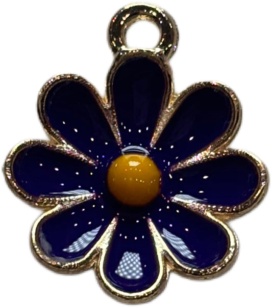 Gold Dark Purple Flower Charm