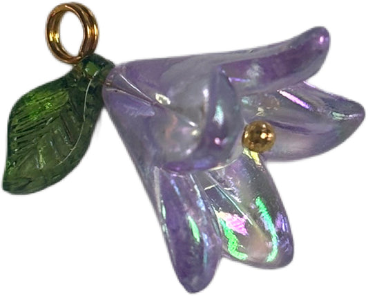 Gold Purple Metallic Flower Charm