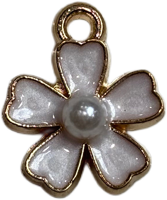 Gold White Flower Charm
