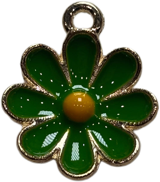 Gold Green Flower Charm