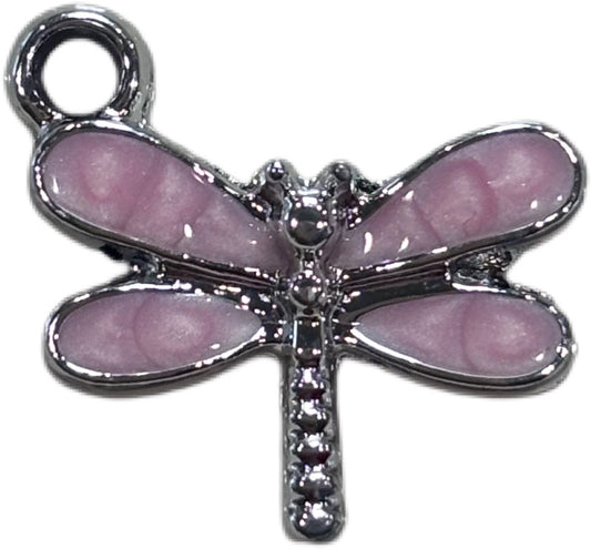 Silver Pink Dragonfly Charm