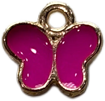 Small Gold Pink Butterfly Charm
