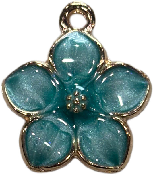 Gold Glitter Blue Charm