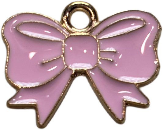 Small Gold Pink Bow Charm