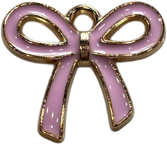 Gold Pink Bow Charm