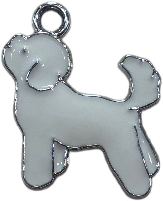 Silver White Dog Charm