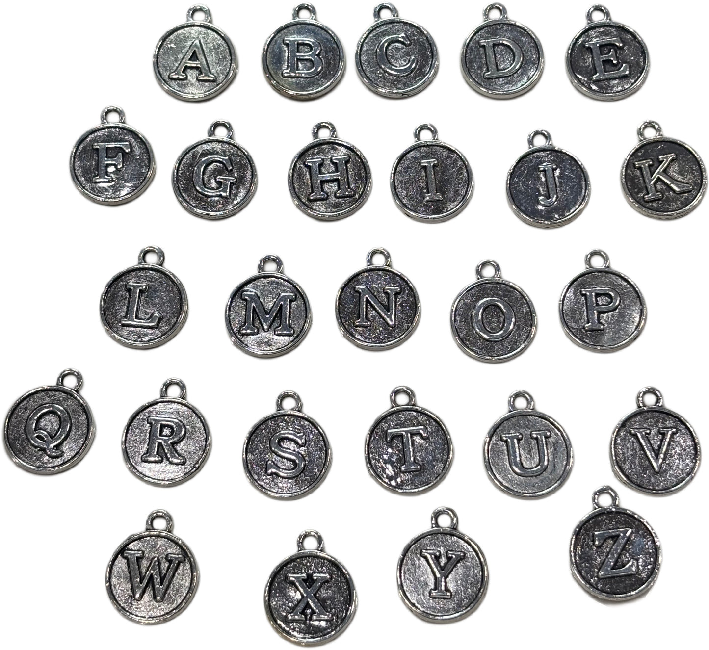 Silver Circle Letter Charm