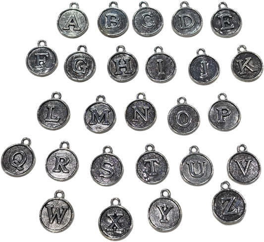Silver Circle Letter Charm