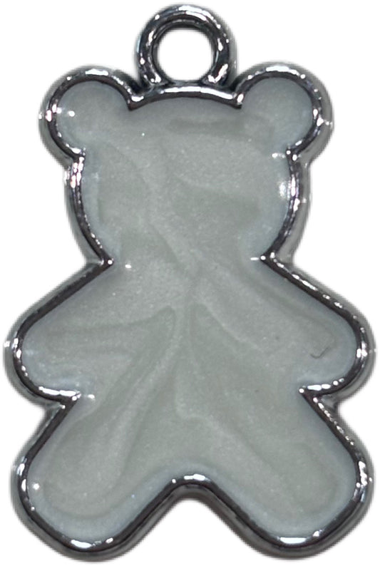 Silver White Teddybear Charm